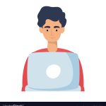 Avatar man with laptop design, Digital technology and communication theme Vector illustration